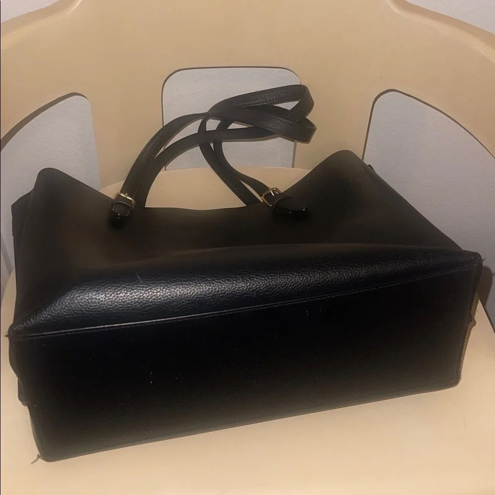 Coach Black Leather Tote Bag with Red Interior